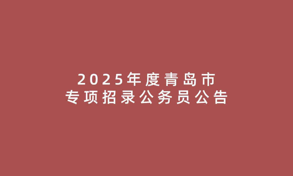 2025年度青岛市专项招录公务员公告